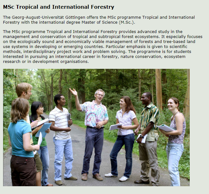 Image result for The MSc programme Tropical and International Forestry